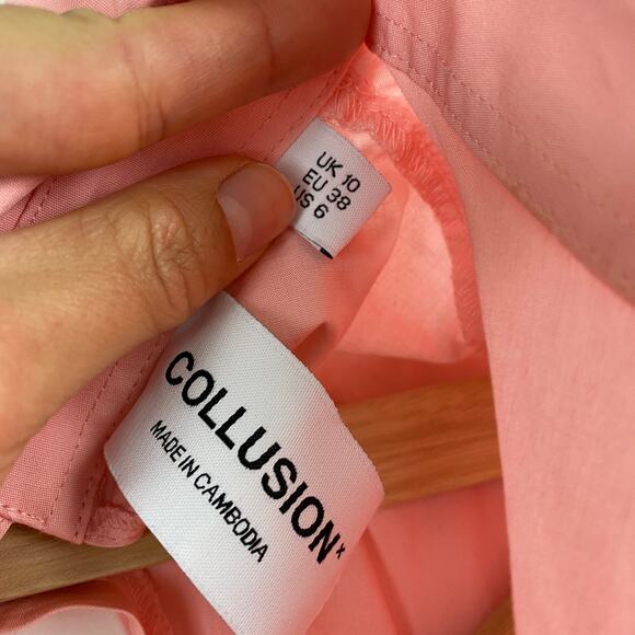 NWOT ASOS oversized shirt with open back in pink 6 Normcore Preppy Soft Girl - Picture 7 of 10